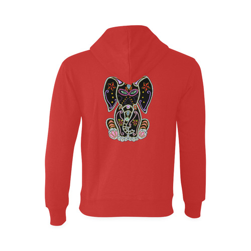 Mystical Sugar Skull Elephant Red Oceanus Hoodie Sweatshirt (Model H03)