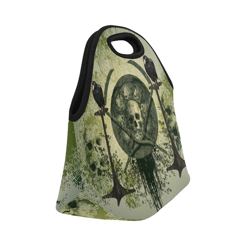 Skulls with crows Neoprene Lunch Bag/Small (Model 1669)