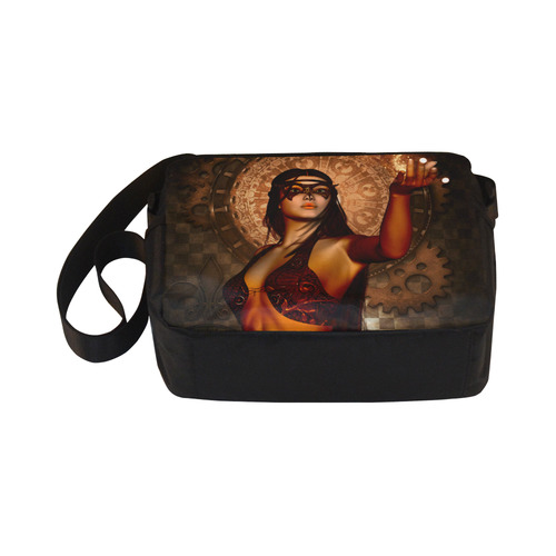 Steampunk lady with mask Classic Cross-body Nylon Bags (Model 1632)