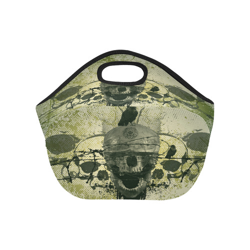 Green skull Neoprene Lunch Bag/Small (Model 1669)