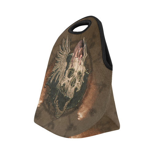 Awesome skull with rat Neoprene Lunch Bag/Small (Model 1669)