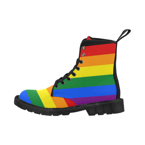 Gay Pride Rainbow Flag Stripes Martin Boots for Women (Black) (Model 1203H)