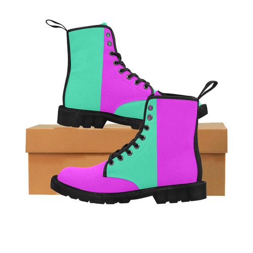 Only two Colors: Pink - Light Ocean Green Martin Boots for Women (Black) (Model 1203H)