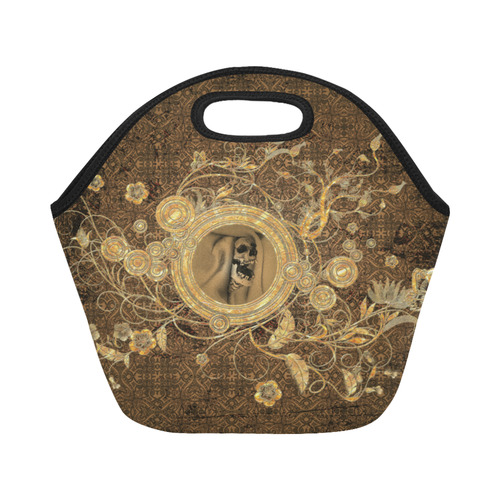 Awesome skull on a button Neoprene Lunch Bag/Small (Model 1669)