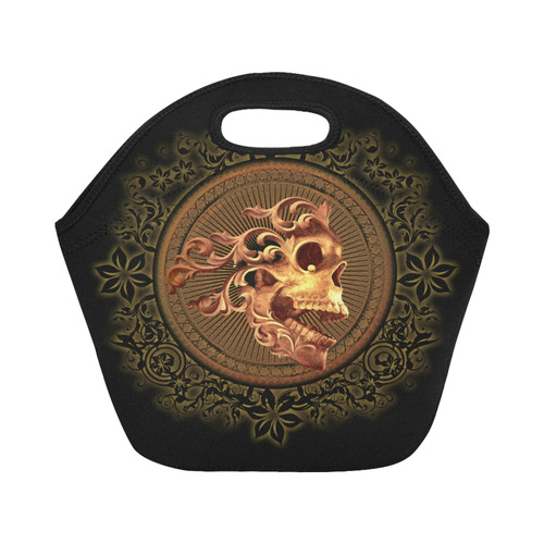 Amazing skull with floral elements Neoprene Lunch Bag/Small (Model 1669)