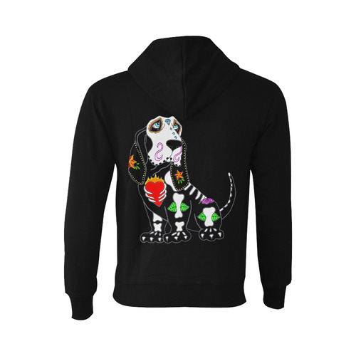Basset Hound Sugar Skull Black Oceanus Hoodie Sweatshirt (NEW) (Model H03)