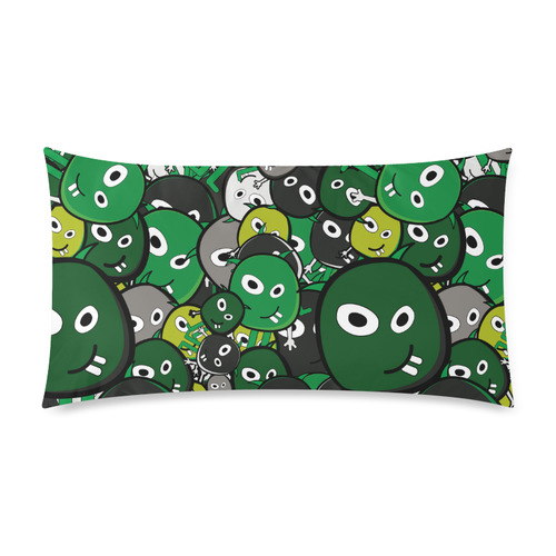 green doodle monsters Rectangle Pillow Case 20"x36"(Twin Sides)