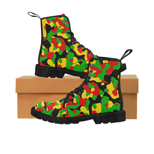 Rastafari Camouflage Pattern Green Yellow red Blac Martin Boots for Women (Black) (Model 1203H)