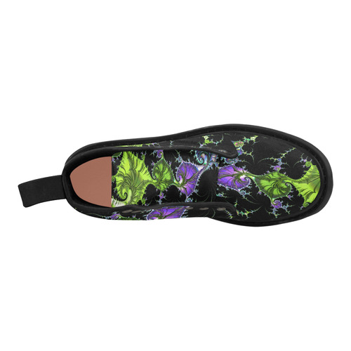 SPIRAL Filigree FRACTAL black green violet Martin Boots for Women (Black) (Model 1203H)