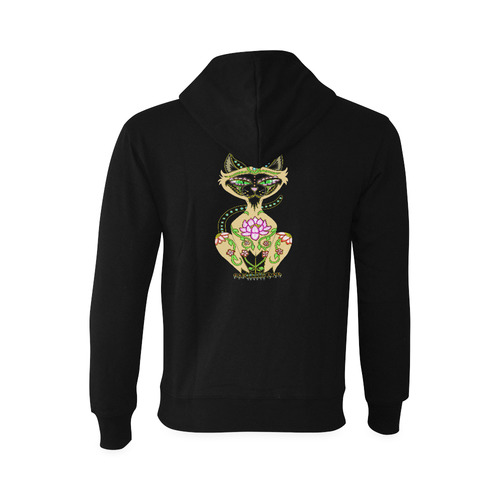 Siamese Cat Sugar Skull Black Oceanus Hoodie Sweatshirt (Model H03)