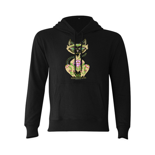 Siamese Cat Sugar Skull Black Oceanus Hoodie Sweatshirt (Model H03)