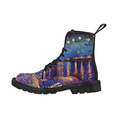 Van Gogh Starry Night Over Rhone Martin Boots for Women (Black) (Model 1203H)