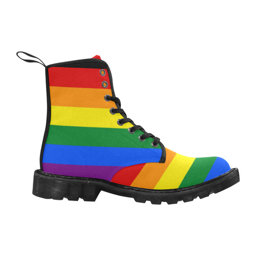 Gay Pride Rainbow Flag Stripes Martin Boots for Women (Black) (Model 1203H)