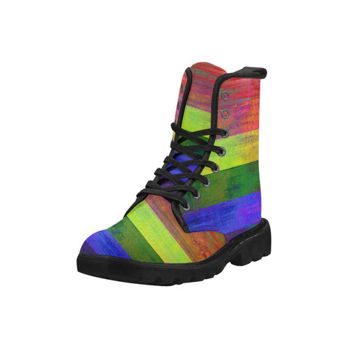 Rainbow Flag Colored Stripes Dark Grunge Martin Boots for Women (Black) (Model 1203H)