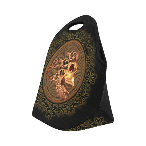 Amazing skull with floral elements Neoprene Lunch Bag/Small (Model 1669)