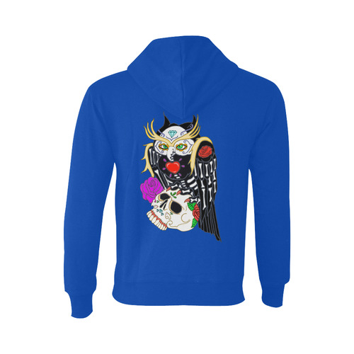 Sugar Skull Owl And Skull Blue Oceanus Hoodie Sweatshirt (NEW) (Model H03)