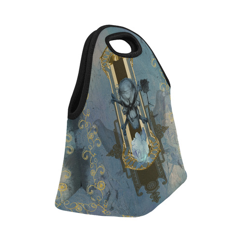 The blue skull with crow Neoprene Lunch Bag/Small (Model 1669)