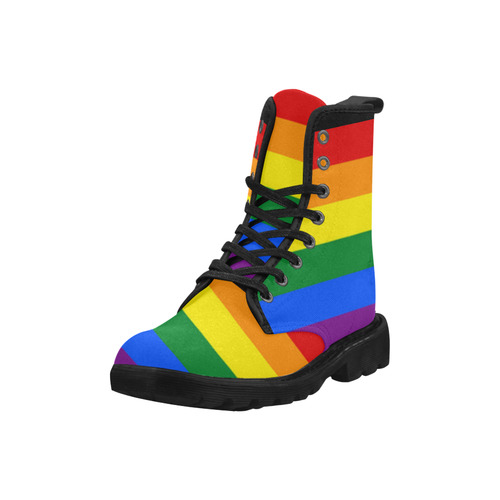 Gay Pride Rainbow Flag Stripes Martin Boots for Women (Black) (Model 1203H)