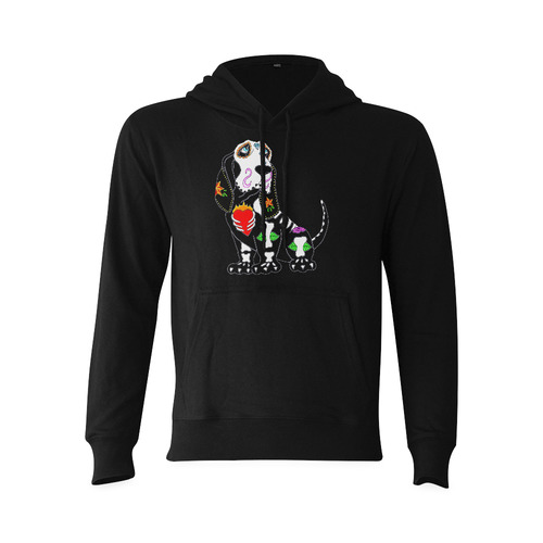 Basset Hound Sugar Skull Black Oceanus Hoodie Sweatshirt (NEW) (Model H03)
