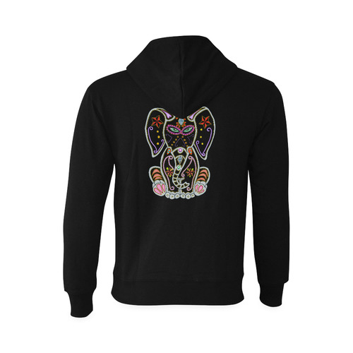 Mystical Sugar Skull Elephant Black Oceanus Hoodie Sweatshirt (Model H03)