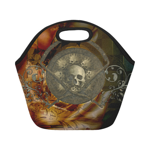 Awesome creepy skulls Neoprene Lunch Bag/Small (Model 1669)