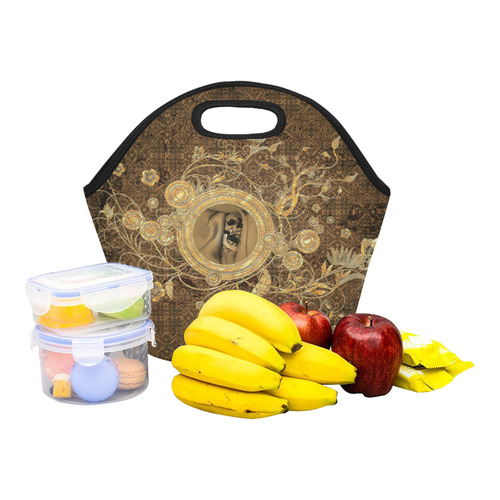 Awesome skull on a button Neoprene Lunch Bag/Small (Model 1669)