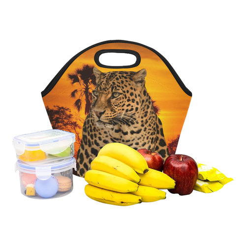 Leopard and Sunset Neoprene Lunch Bag/Small (Model 1669)