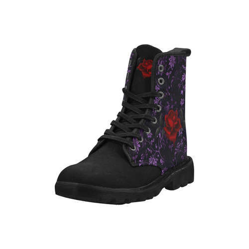 Dark Gothic Rose Martin Boots for Women (Black) (Model 1203H)