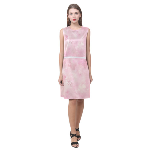 Pink rose fuscia batik look Eos Women's Sleeveless Dress (Model D01)