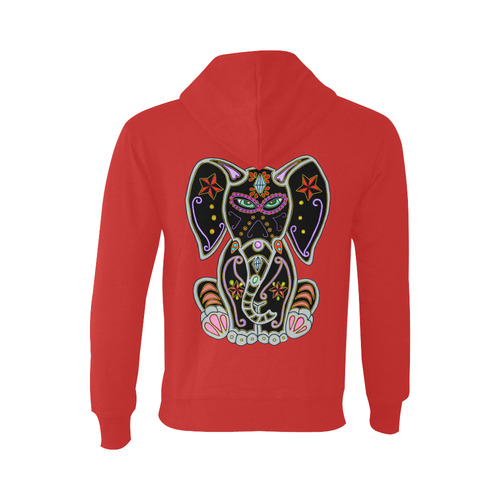 Mystical Sugar Skull Elephant Red Oceanus Hoodie Sweatshirt (NEW) (Model H03)