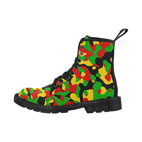 Rastafari Camouflage Pattern Green Yellow red Blac Martin Boots for Women (Black) (Model 1203H)