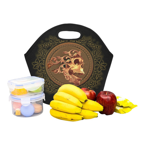 Amazing skull with floral elements Neoprene Lunch Bag/Small (Model 1669)