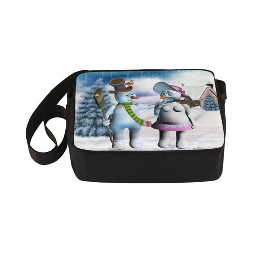 Funny snowman and snow women Classic Cross-body Nylon Bags (Model 1632)