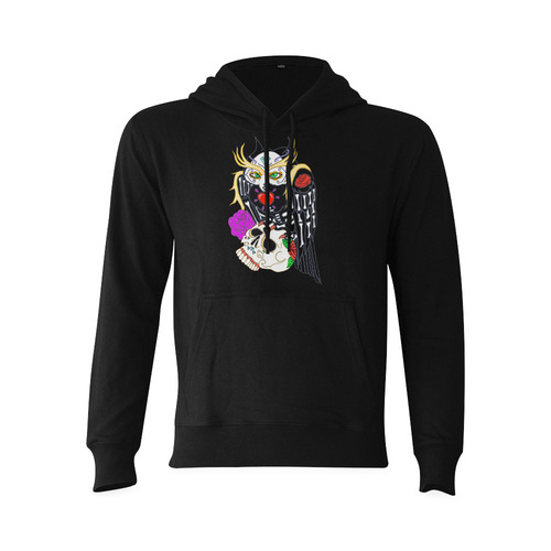 Sugar Skull Owl And Skull Black Oceanus Hoodie Sweatshirt (Model H03)