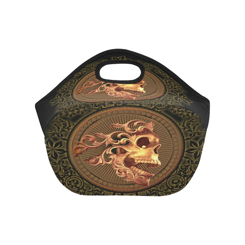 Amazing skull with floral elements Neoprene Lunch Bag/Small (Model 1669)