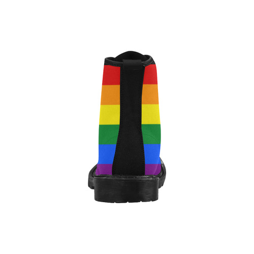 Gay Pride Rainbow Flag Stripes Martin Boots for Women (Black) (Model 1203H)