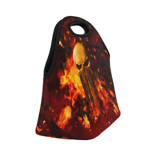 Amazing skull with fire Neoprene Lunch Bag/Small (Model 1669)