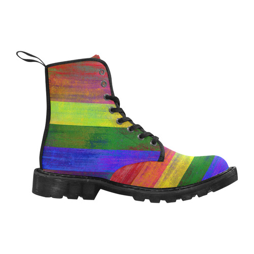 Rainbow Flag Colored Stripes Dark Grunge Martin Boots for Women (Black) (Model 1203H)