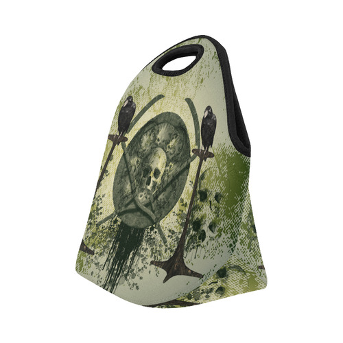 Skulls with crows Neoprene Lunch Bag/Small (Model 1669)