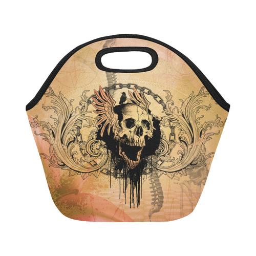 Amazing skull with wings Neoprene Lunch Bag/Small (Model 1669)