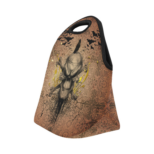 The scary skull with crow Neoprene Lunch Bag/Small (Model 1669)