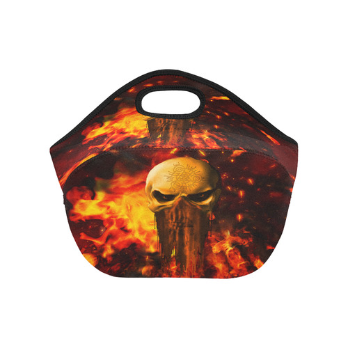 Amazing skull with fire Neoprene Lunch Bag/Small (Model 1669)