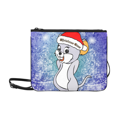 Cute christmas mouse with christmas tree Slim Clutch Bag (Model 1668)