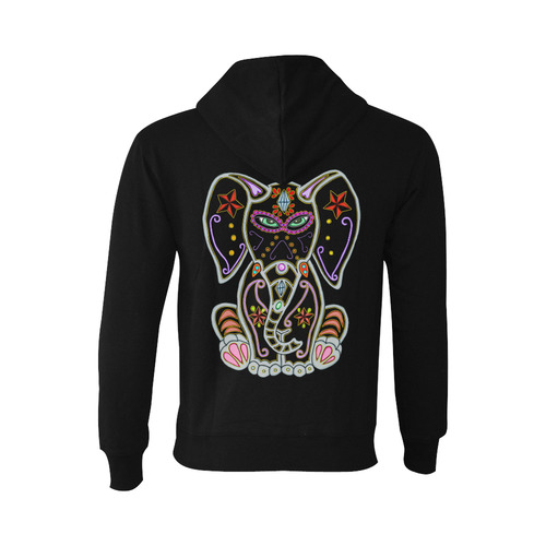 Mystical Sugar Skull Elephant Black Oceanus Hoodie Sweatshirt (NEW) (Model H03)