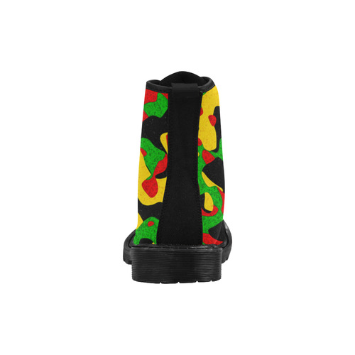 Rastafari Camouflage Pattern Green Yellow red Blac Martin Boots for Women (Black) (Model 1203H)