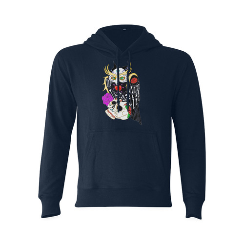 Sugar Skull Owl And Skull Dark Blue Oceanus Hoodie Sweatshirt (NEW) (Model H03)