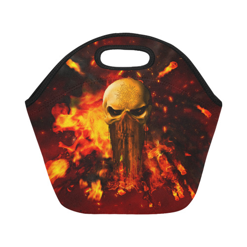 Amazing skull with fire Neoprene Lunch Bag/Small (Model 1669)