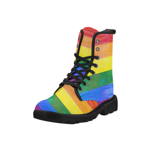 Rainbow Flag Colored Stripes Grunge Martin Boots for Women (Black) (Model 1203H)