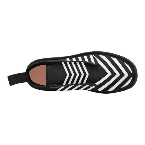 Modern Black Background Chevron Stripes Cut Martin Boots for Women (Black) (Model 1203H)