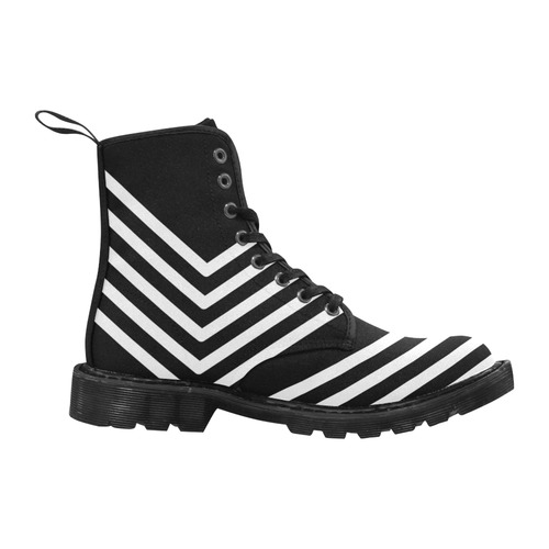 Modern Black Background Chevron Stripes Cut Martin Boots for Women (Black) (Model 1203H)